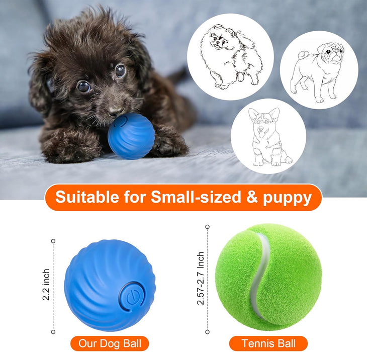 Smart Interactive Dog Toy Ball, Active Rolling Wicked Ball with Automatic Bouncing and Rotating for Puppy/Small Dogs Durable, Chewable, USB Recharger and Fun Gift Toy to Dog 2.2inch