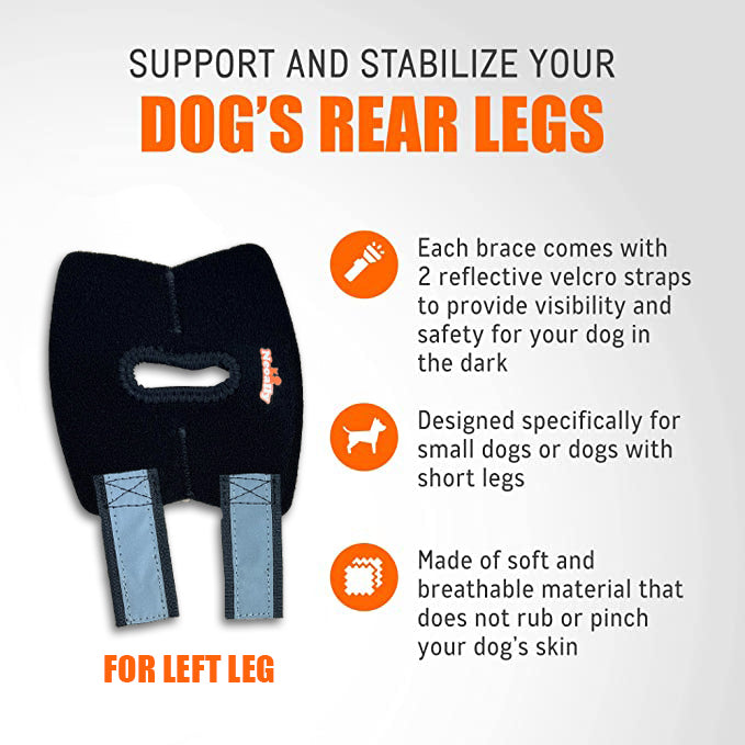 NeoAlly Dog Rear Leg Hock Brace with Safety Reflective Straps for Small Dogs [Short Version]