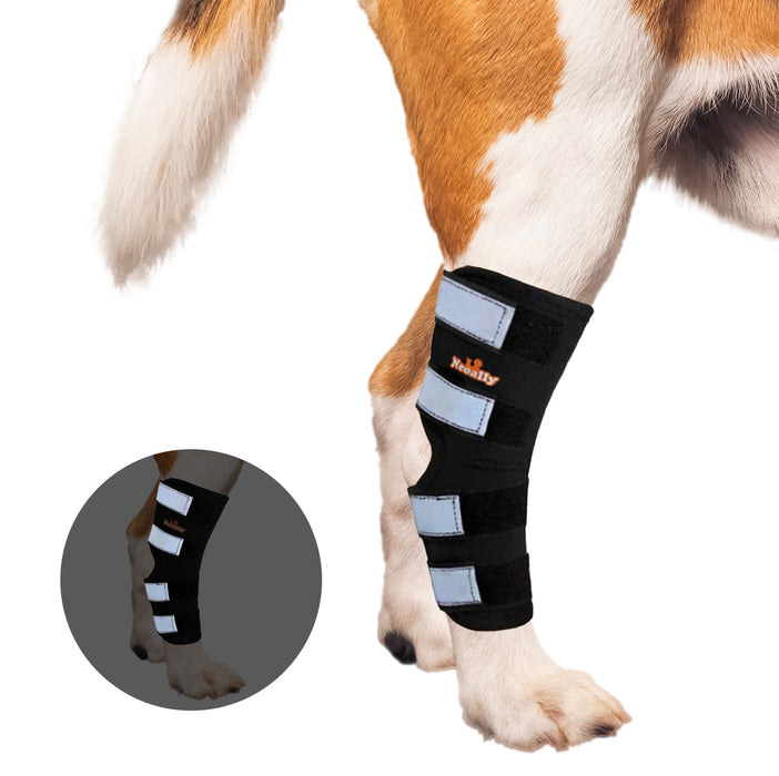 NeoAlly Dog Rear Leg Hock Brace with Safety Reflective Straps for Large Dogs [Long Version]