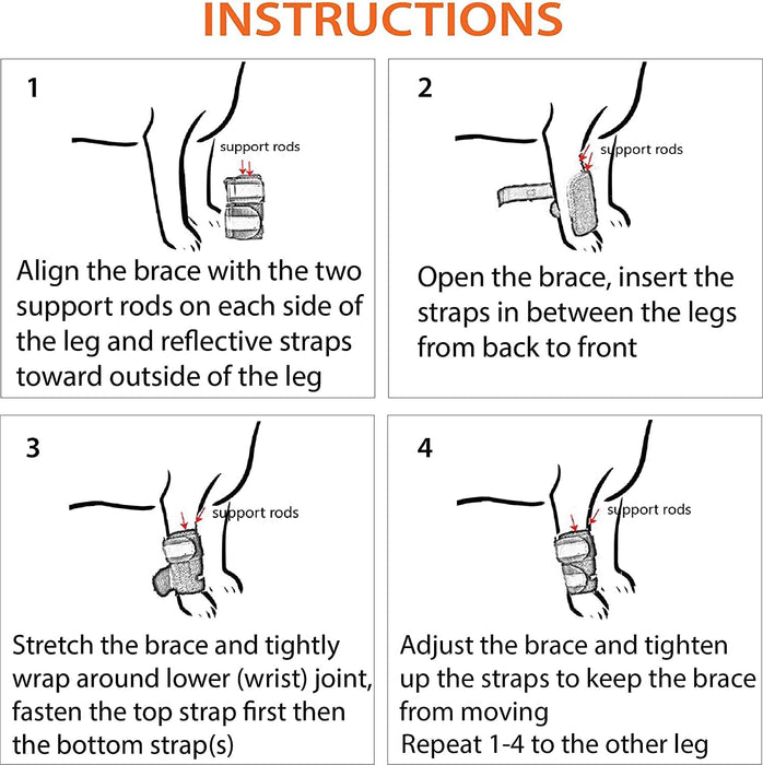 NeoAlly 3-in-1 Front Leg Dog Splint Brace: Rigid & Spring Inserts, Safety Reflective Straps (Pair)