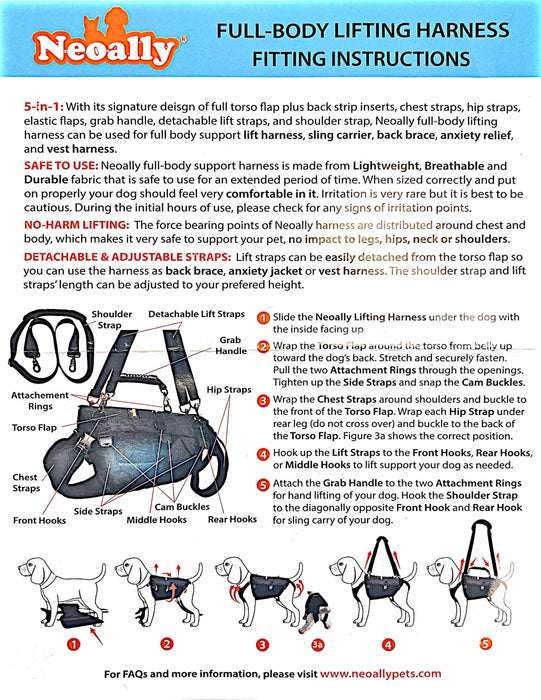 [LIFETIME WARRANTY!] NeoAlly 5-in-1 Sturdy Dog Lift Harness Full Body Support