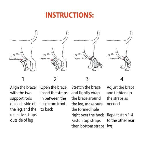 NeoAlly Dog Rear Leg Hock Brace with Metal Spring Strips for Large Dogs [Long Version] (Pair)