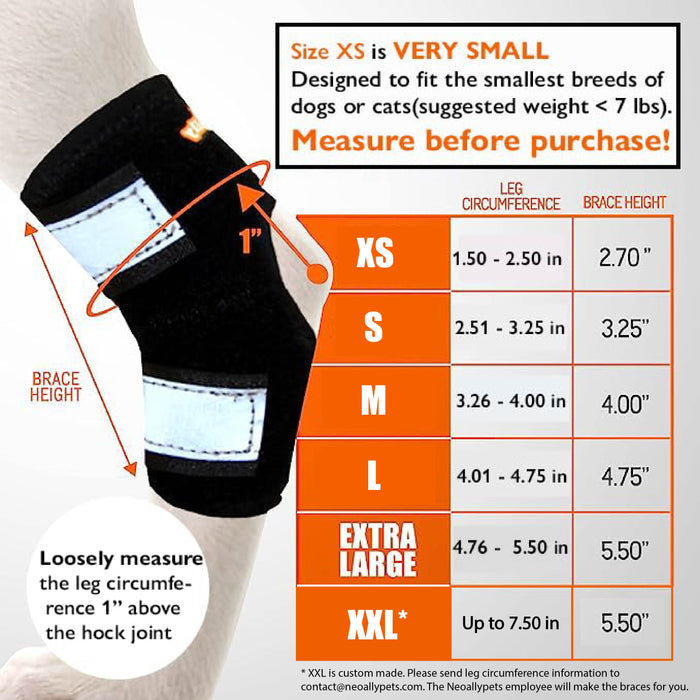 NeoAlly Dog Rear Leg Hock Brace with Safety Reflective Straps for Small Dogs [Short Version]